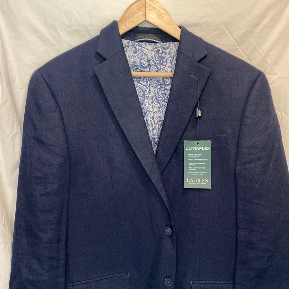 Ralph Lauren 100% Linen Navy Blue Blazer 40R